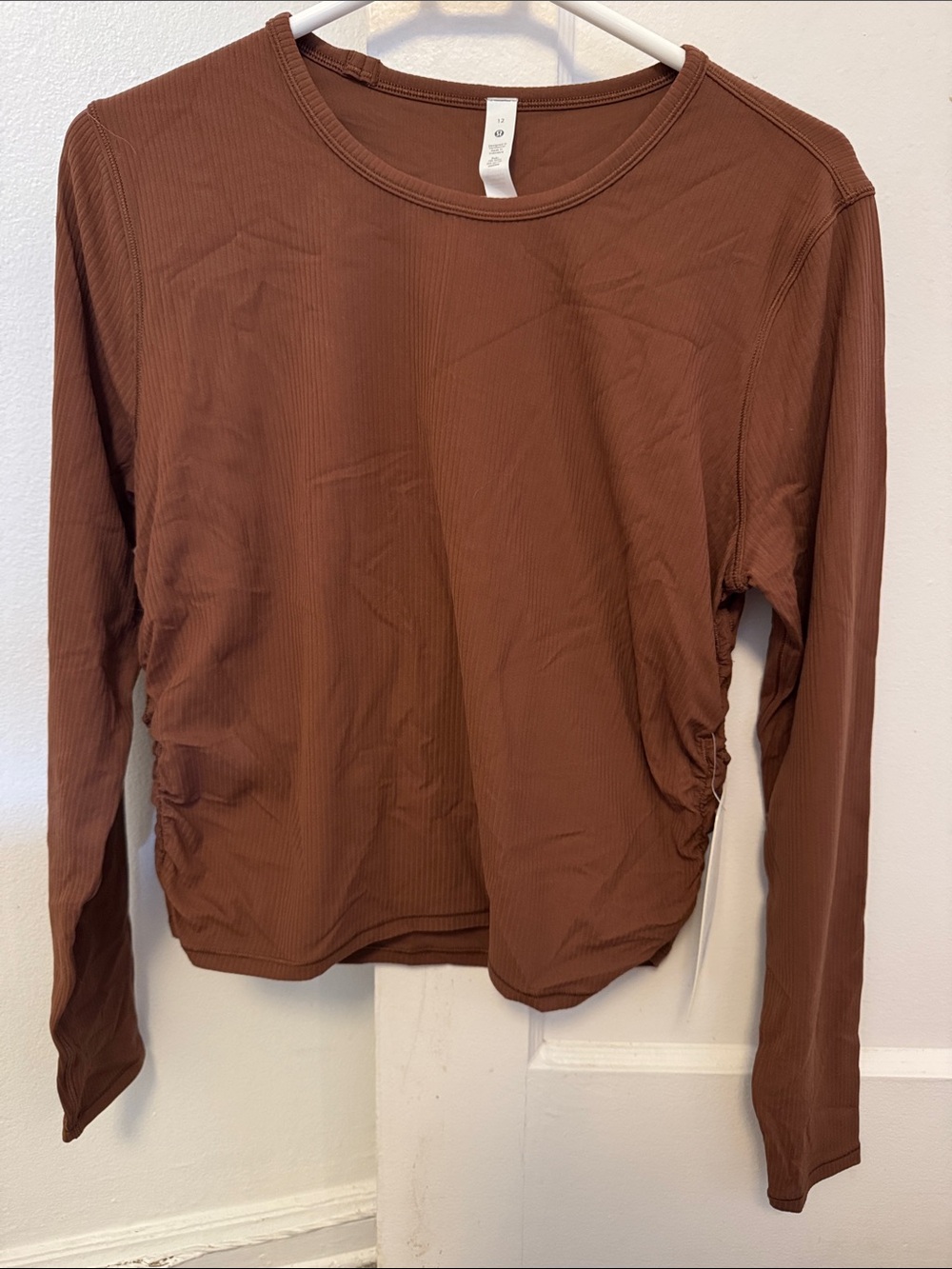 lululemon athletica Ribbed Long Sleeve Top in Chestnut Brown